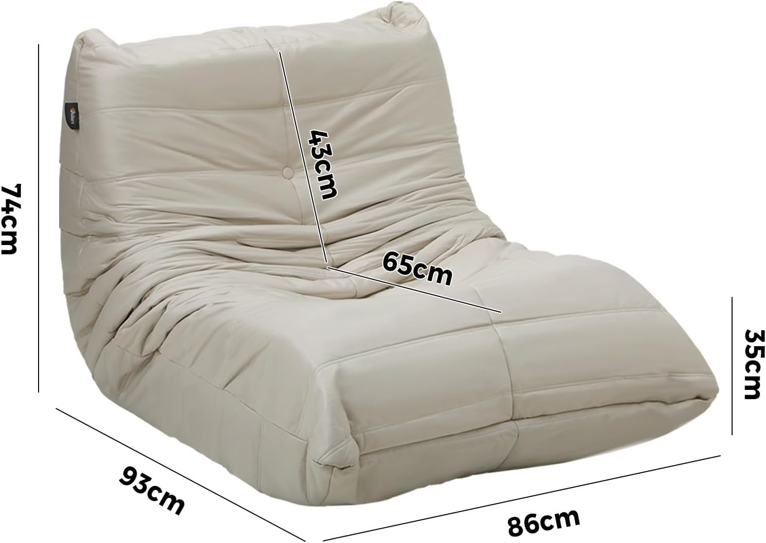 Oikiture Floor Sofa with Back Support Floor Couch Lazy Sofa for Living Room and Bedroom 93 X 96 X 74Cm Beige - B8-Luck-S-Green image number 4