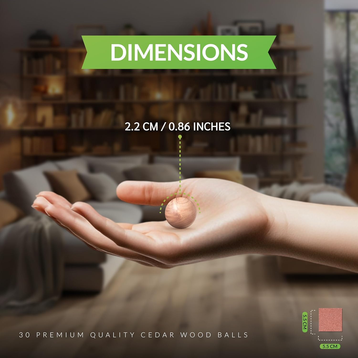 Moth Balls 30 Pack &ndash; 100% Natural Cedar Balls, Chemical-Free Cedarwood Moth Repellent for Wardrobes and Drawers | Long-Lasting Moth Balls for Clothes Storage, Drawers & Closets image number 2