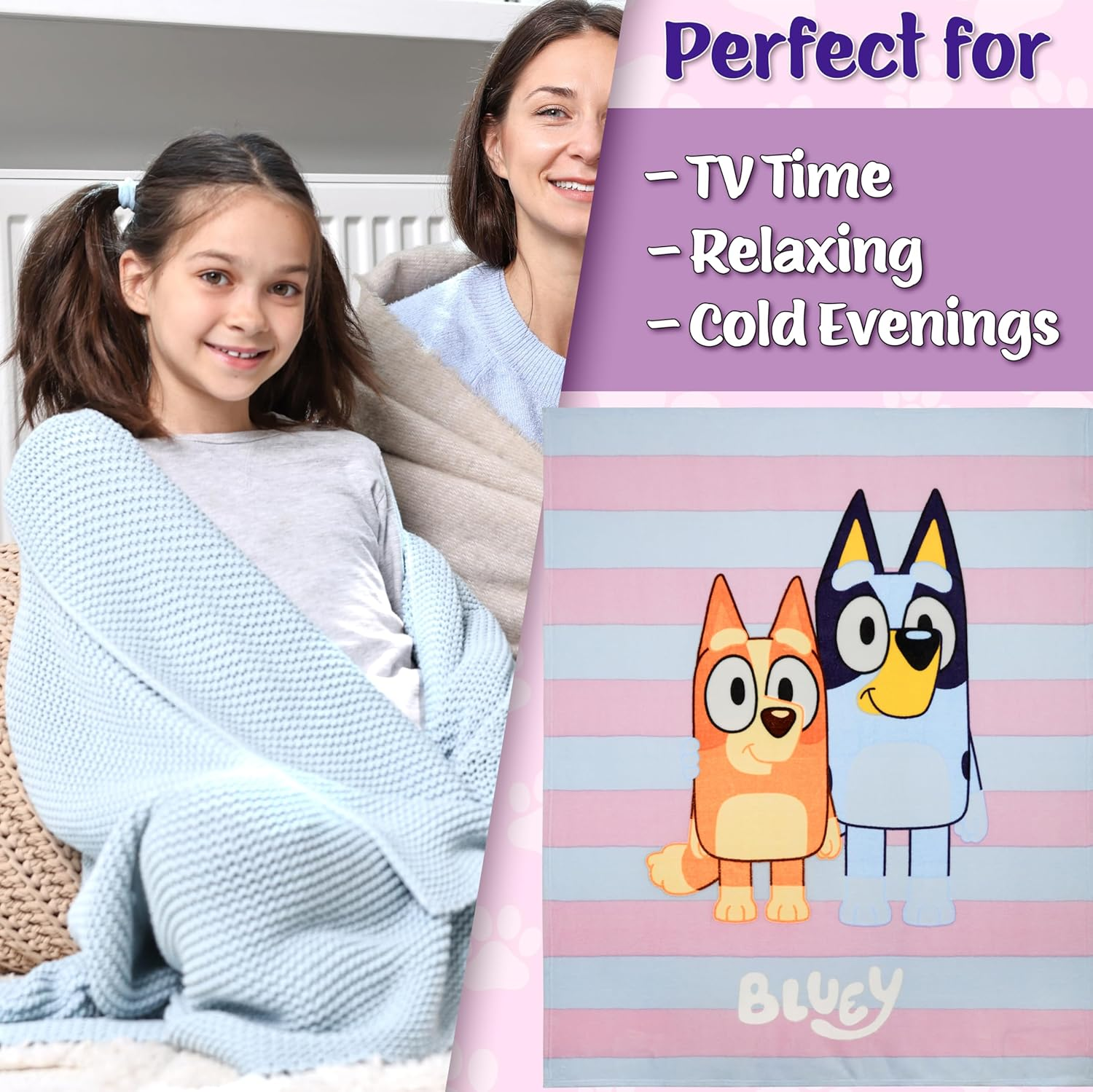 Bluey Fleece Bed Blanket for Kids Super Soft Blanket Fleece Throws 59 X 51 Inches Warm Sofa Bed Throw, Gifts for Kids image number 4