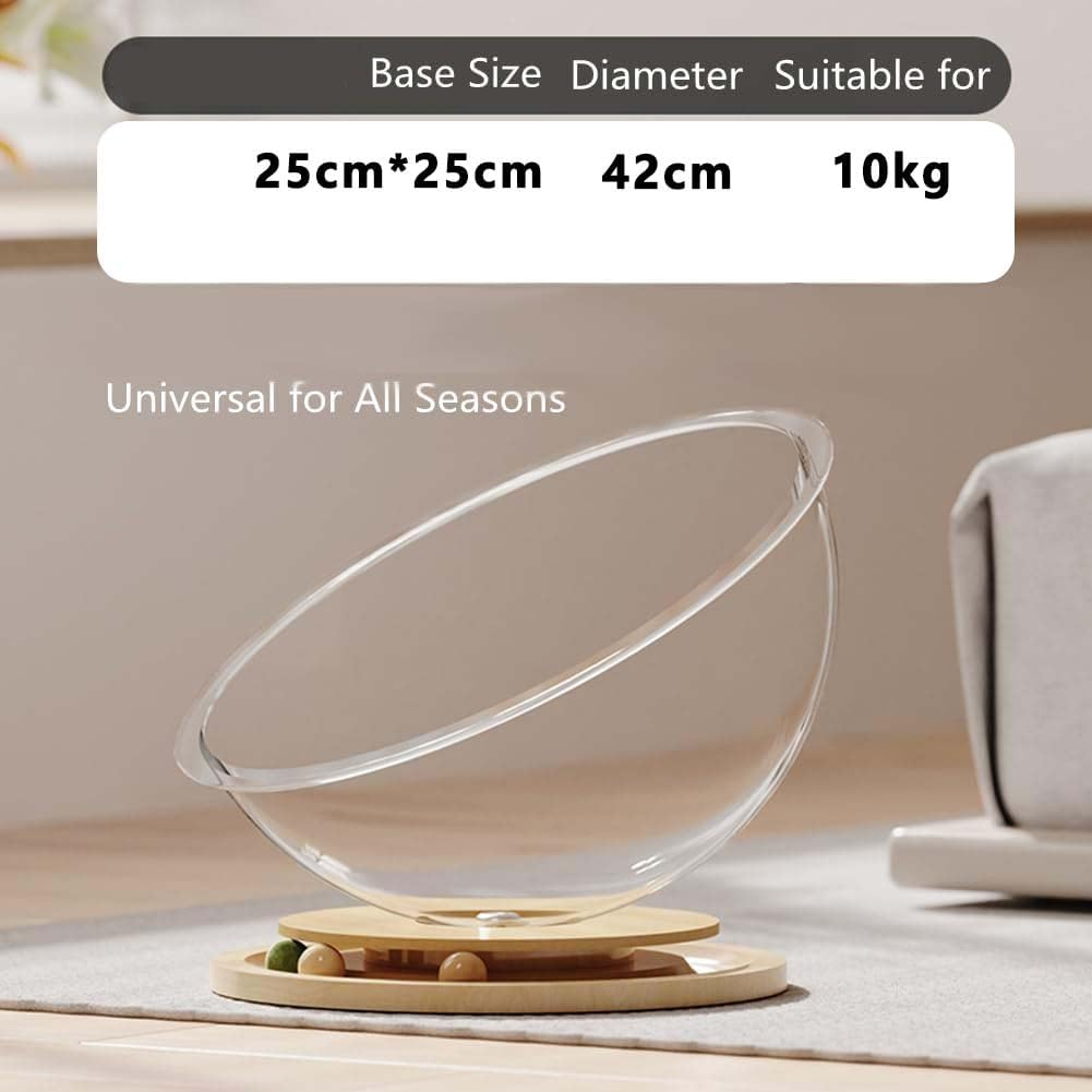Space Capsule Cat Bed with Track Balls Toy, Transparent Cat House with Solid Wood Stand, Stable All-Season Nest for Cats & Kittens image number 2