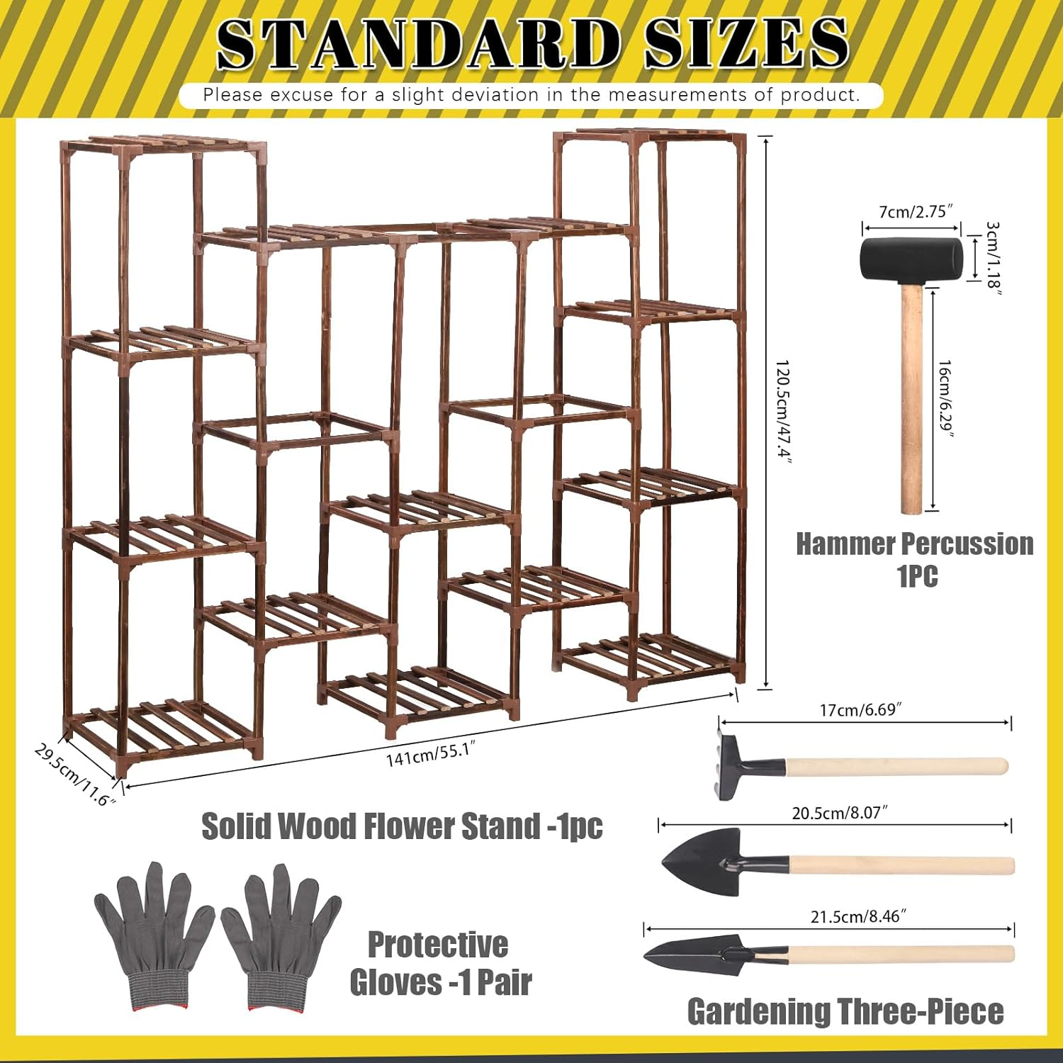 Mardatt Plant Stand Outdoor Indoor Tall Plant, 14 Pots Ladder Plant Holder Wood Shelf Outdoor Hanging Plant Stand Large Garden Display Shelves Holder for Multiple Plants Balcony Garden(14Potted) image number 1
