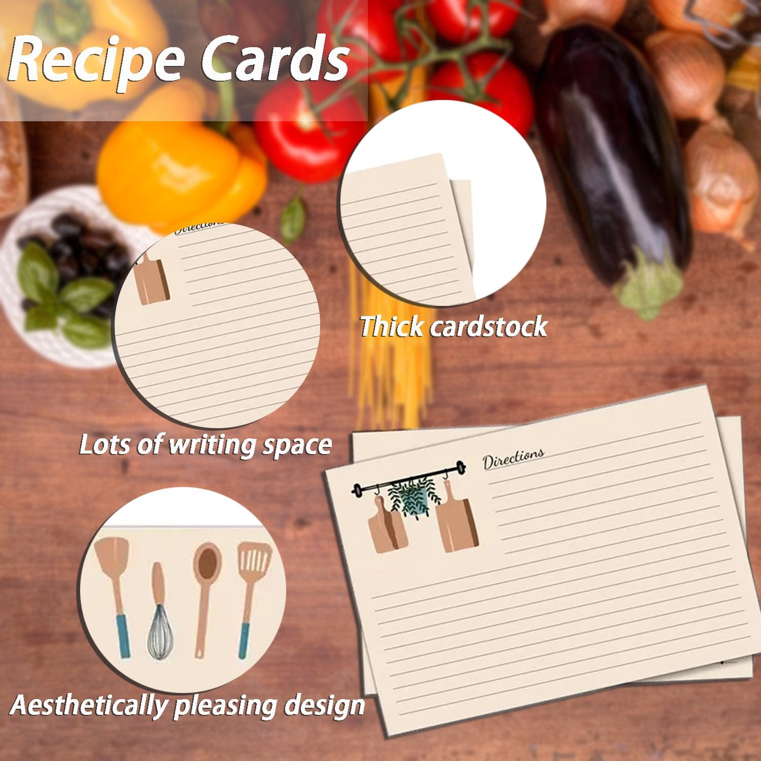 Premium Recipe Cards for Bridal Showers and Weddings 4X6In Blank Cards, Dividers with Lines Index Cards Easy Write Cardstock (100Pcs) image number 5