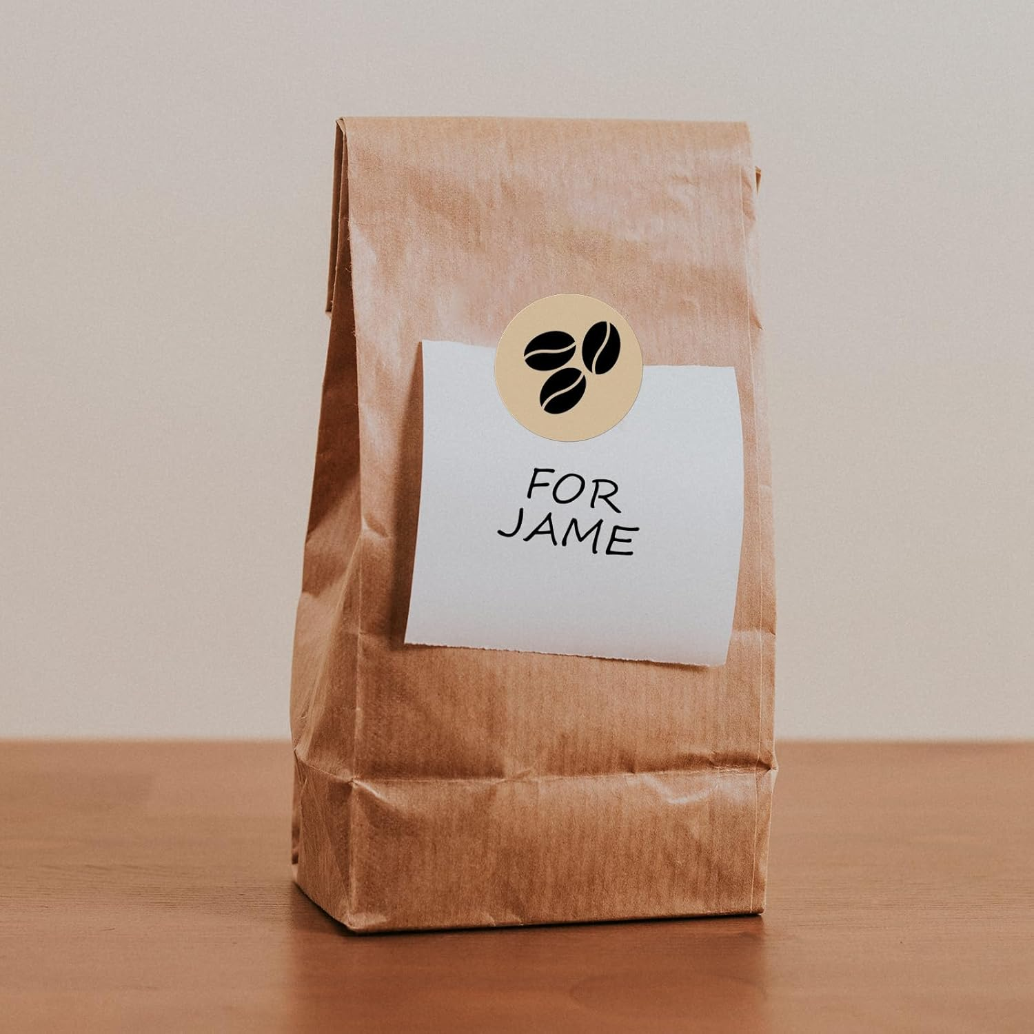 Khaki round Thermal Labels 1.5 Inches Circle Thermal Sticker Paper Self-Adhesive Waterproof Dot Stickers for Busineses & Warehouses 500 PCS per Roll image number 1