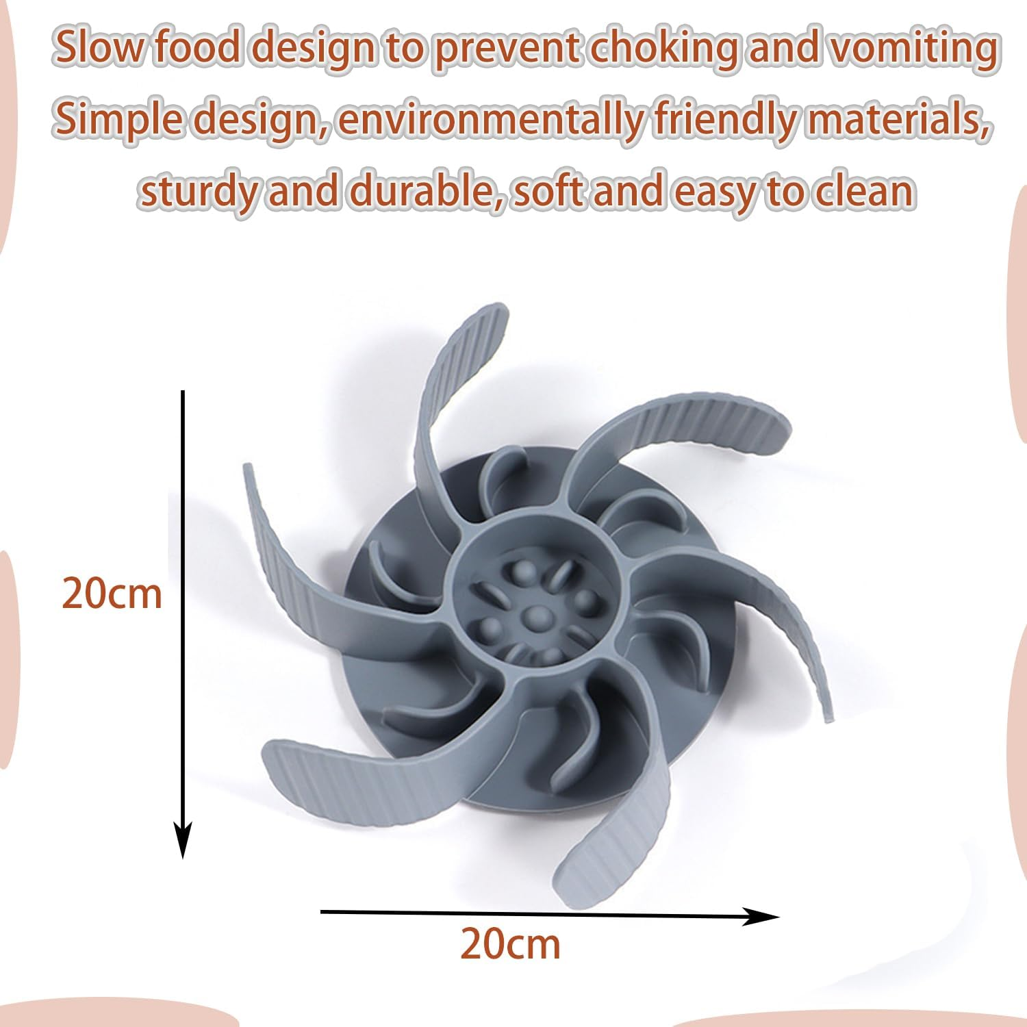 Roczential Slow Feeder Dog Bowl Insert, Flower Shaped Slow Feeder Insert with Strong Suction Cup, Suitable for Medium and Large Dogs, Slows down Eating Speed image number 3