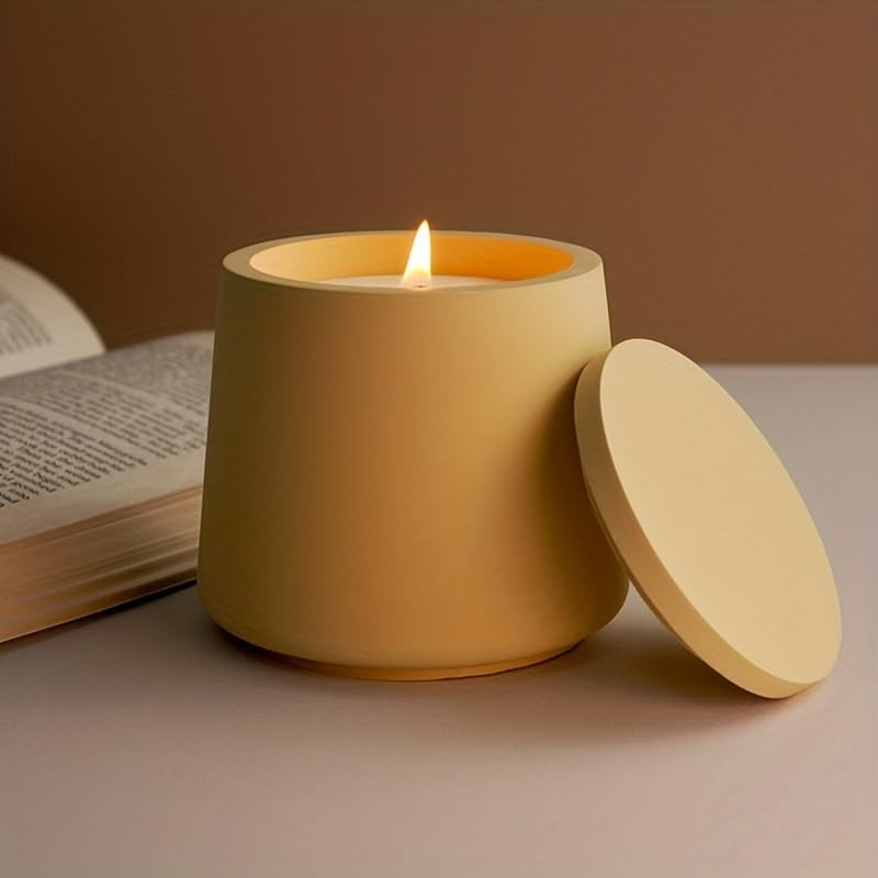 1 PC Candle Jar Molds, Silicone Concrete for Candle Holder with Lids, Candles Resin Epoxy Resin Casting DIY for Candle Making Supplies Scented Candles Soaps Making - Style C image number 3