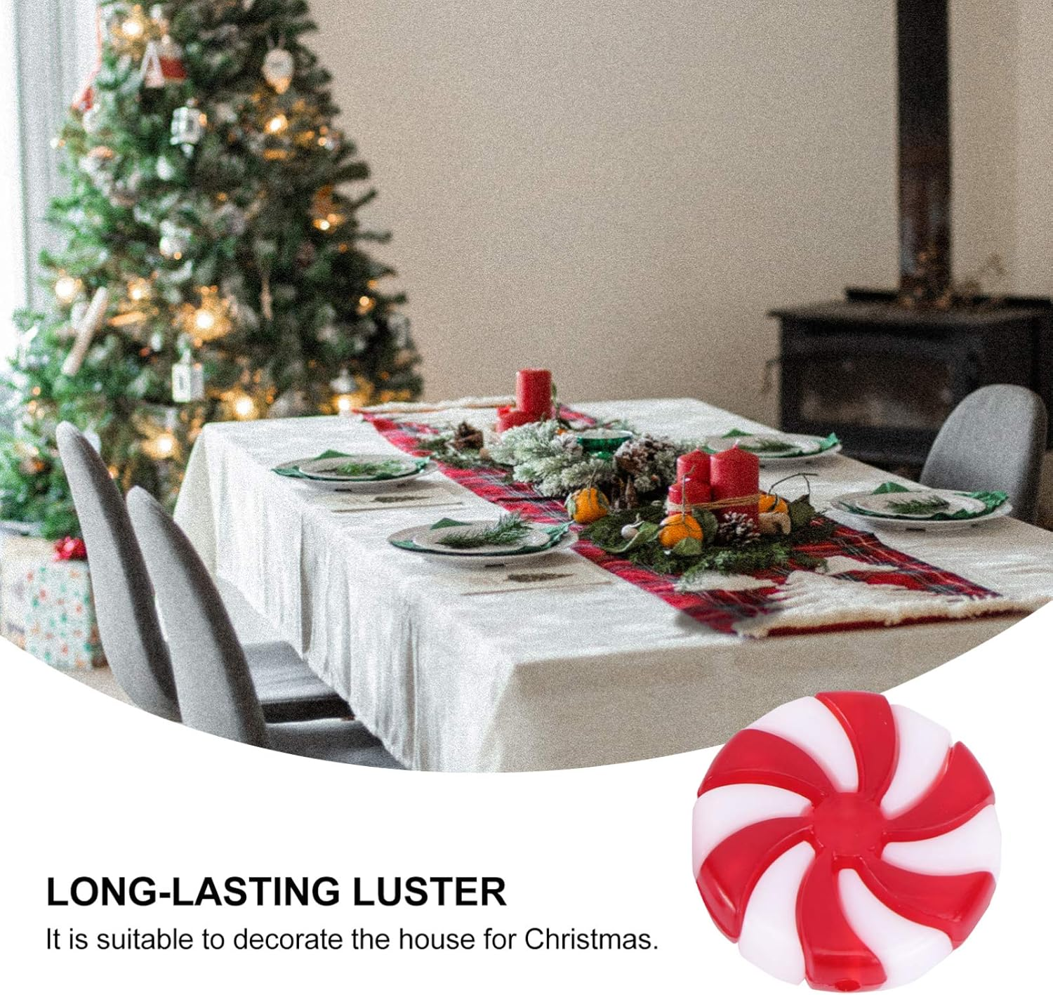 Abaodam 100Pcs Christmas Tree Hanging Ornaments Candy Pendants for Christmas Decorations Peppermint for Holiday Parties Birthdays Weddings and More image number 2