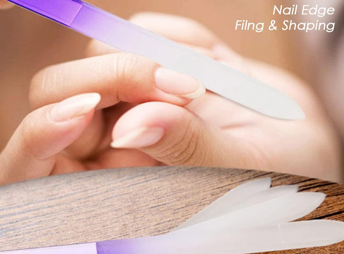 4 Pieces Glass Nail Files with Hard Protective Cases, Beauties Factory Double-Sided Reusable Sandy Glass Nail File with Portable Case for Fingernails, Natural, Gel and Acrylic False Nails (4 Colors - Purple, Pink, Candy Green, Cream White) image number 5