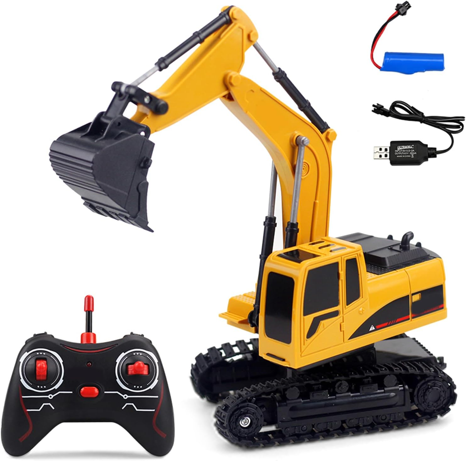 Remote Control Excavator Toys, Construction Excavator Toy Engineering Digger Truck, RC Excavator Toy with Light, Construction Toys for Boys 3-5 4-7 8-12 Year Old Kids,