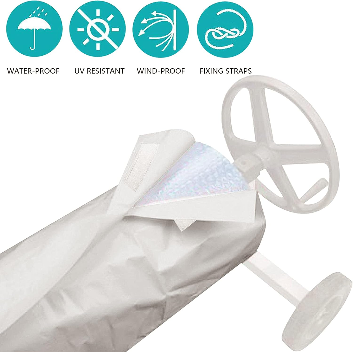 Perfk Swimming Pool Solar Reel Protective Cover - Waterproof Blanket Protective Cover - Beige, L image number 1