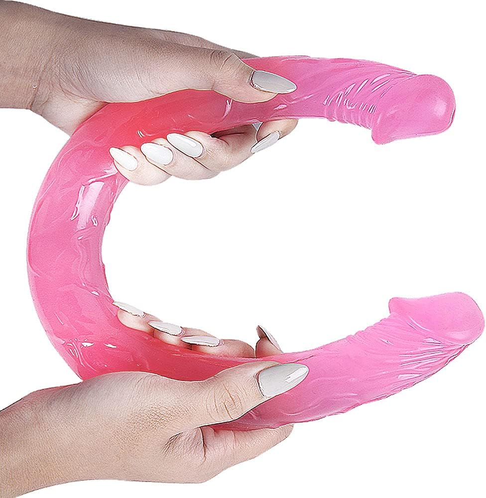 43CM Double Dong and Lesbian Dildo Usage Free Play Flexible Soft, Double for Women Realistic, Pink Color Realistic Dildo for Women image number 4