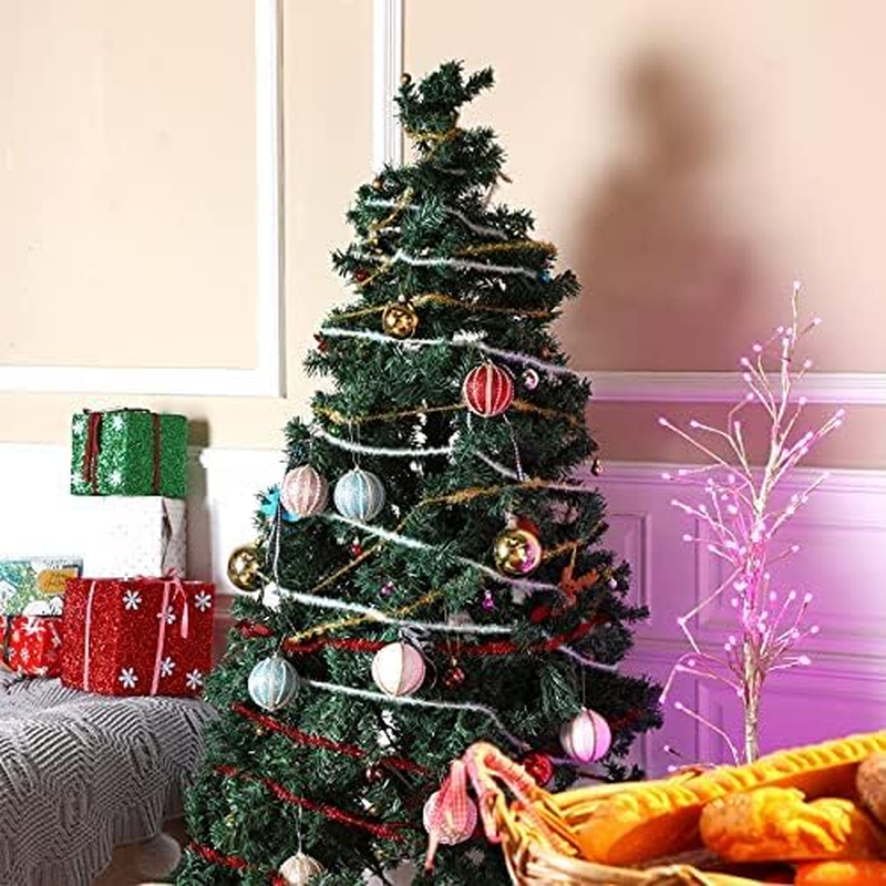 60 Yard Christmas Tinsel Garland Colorful Glitter Christmas Garland Thin Metallic Tinsel Garland Tinsel Wire Christmas Ribbon for Christmas Wedding Birthday (Gold) image number 1