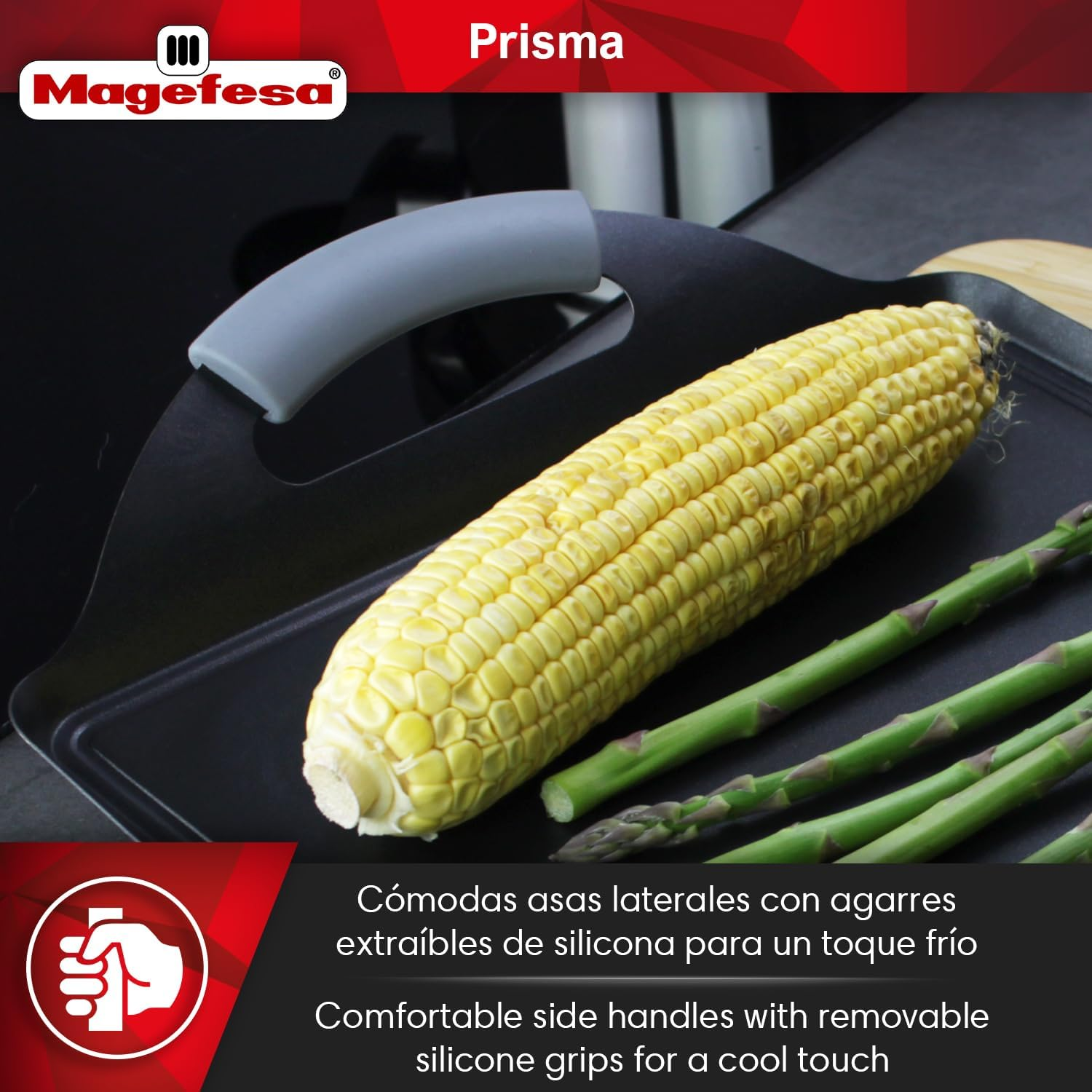 MAGEFESA Prisma &ndash; 10.8 Inches Teppanyaki Griddle Pan, Made in 18/10 Stainless Steel, Triple Layer Non-Stick, for All Types of Kitchens, Induction, Dishwasher and Oven Safe up to 392 &ordm;f image number 7