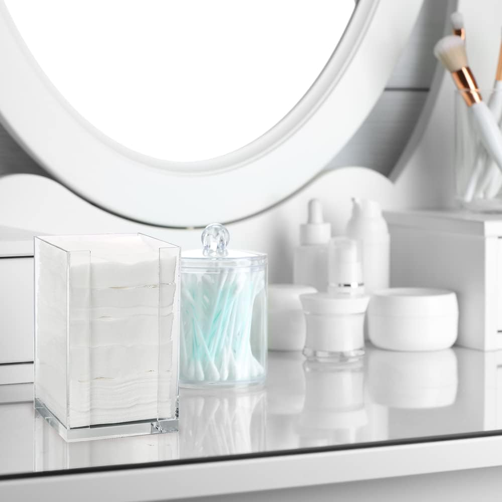 Forpro Square Pad Dispenser - Clear, Acrylic, Open Sides and Top Dispenser - Fits 4&rdquo; X 4&rdquo; Cotton Pads - 7&rdquo; H X 4.25&rdquo; W X 4.25&rdquo; L image number 2