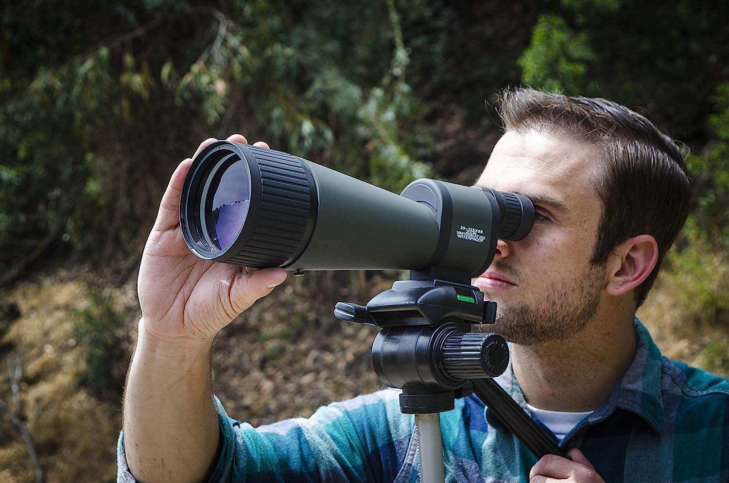 Barska Benchmark Waterproof Straight Spotting Scope with High Zoom Power, Objective Focus, Carrying Case & Tripod for Hunting Birding Target Shooting image number 1