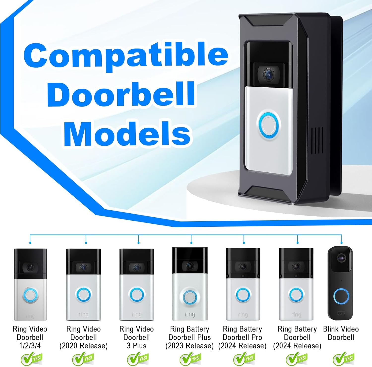 Anti-Theft Video Doorbell Mount Compatible with Ring/Blink Wireless Camera Doorbell, Adjustable Angle Doorbell Mount No-Drill Battery Doorbell Bracket Accessories for Houses, Apartments, Businesses image number 4