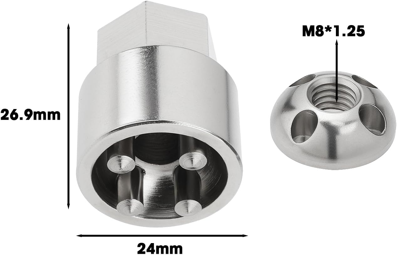 Be in Your Mind 1 Set of M8 4-Hole Anti-Theft Security Nut Set Stainless Steel Anti-Theft Device for Rooftop Tent Bike Rack Solar System (4 Nuts 1 Lock) Silver image number 3