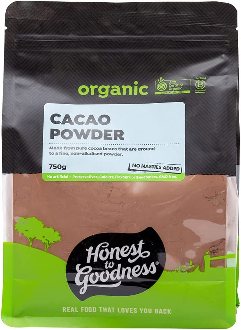 Honest to Goodness, Organic Cacao Powder, 750G - Made from Pure Cocoa Beans Grounded to a Fine, Non-Alkalised Powder. Naturally Tart Cocoa Flavour. Slightly Light in Colour. image number 2