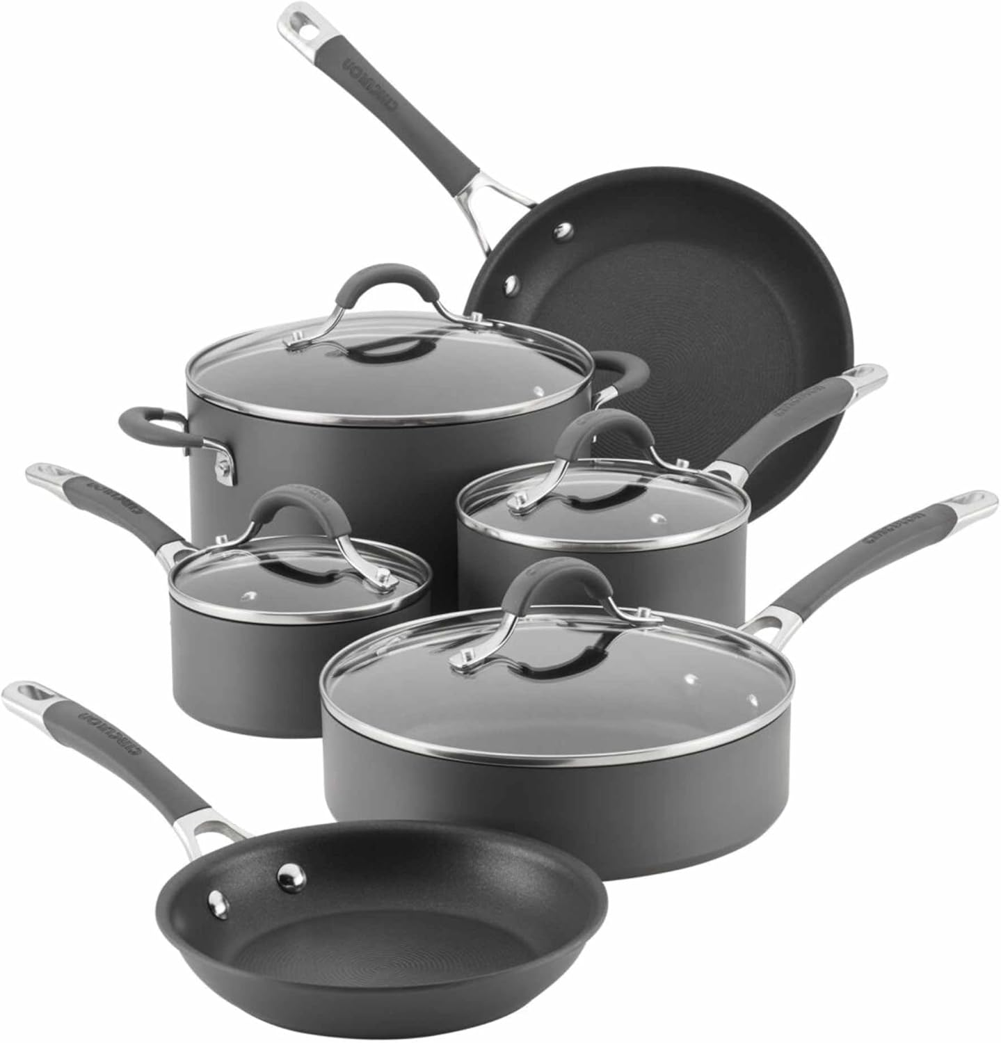 Circulon 83903 Radiance Hard Anodized Nonstick Cookware Pots and Pans Set, 10 Piece, Gray image number 3