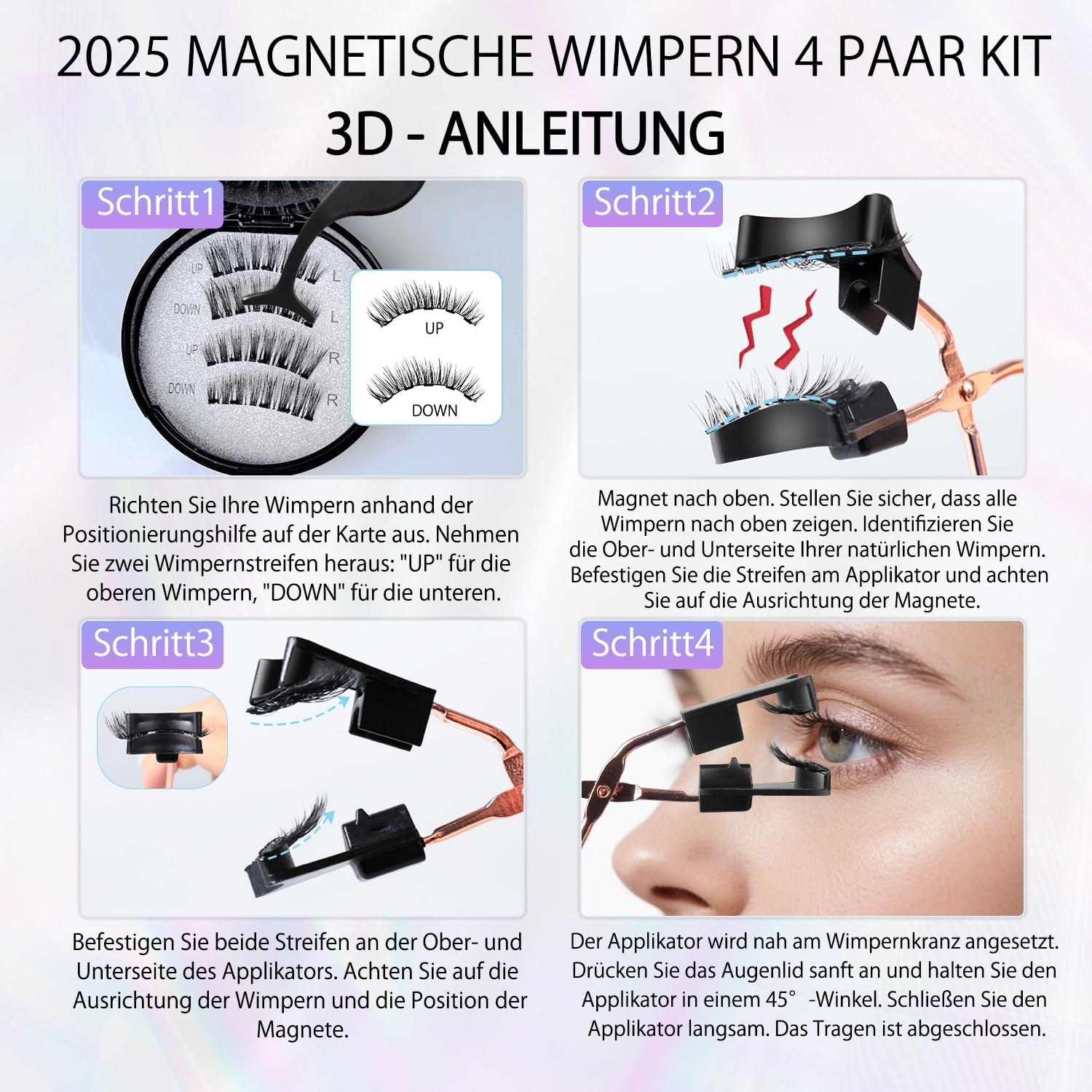 Magnetic Eyelashes, Magnetic Eyelashes with Applicator, Magic Eyelashes, Magnetic, Reusable, Best Magnetic Eyelash Set, No Glue, with Applicator (4) image number 4