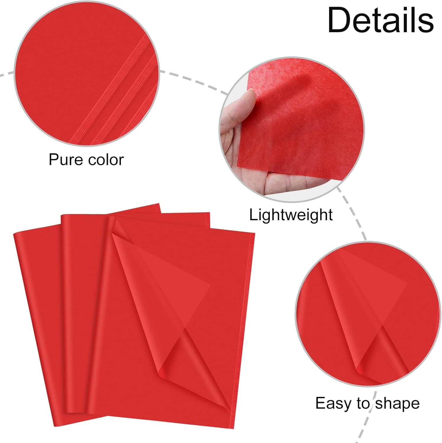 NEBURORA Red Tissue Paper for Gift Bags - 60 Sheets, 14 X 20 Inch, Bulk Packaging Paper for Gift Wrap, Filler, Flower Crafts, Birthday, Wedding, Valentine'S Decor - 10 Colors image number 5
