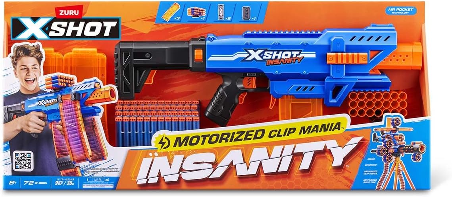 Zuru XSHOT Insanity Motorised Clip Blaster & 72 Darts image number 2