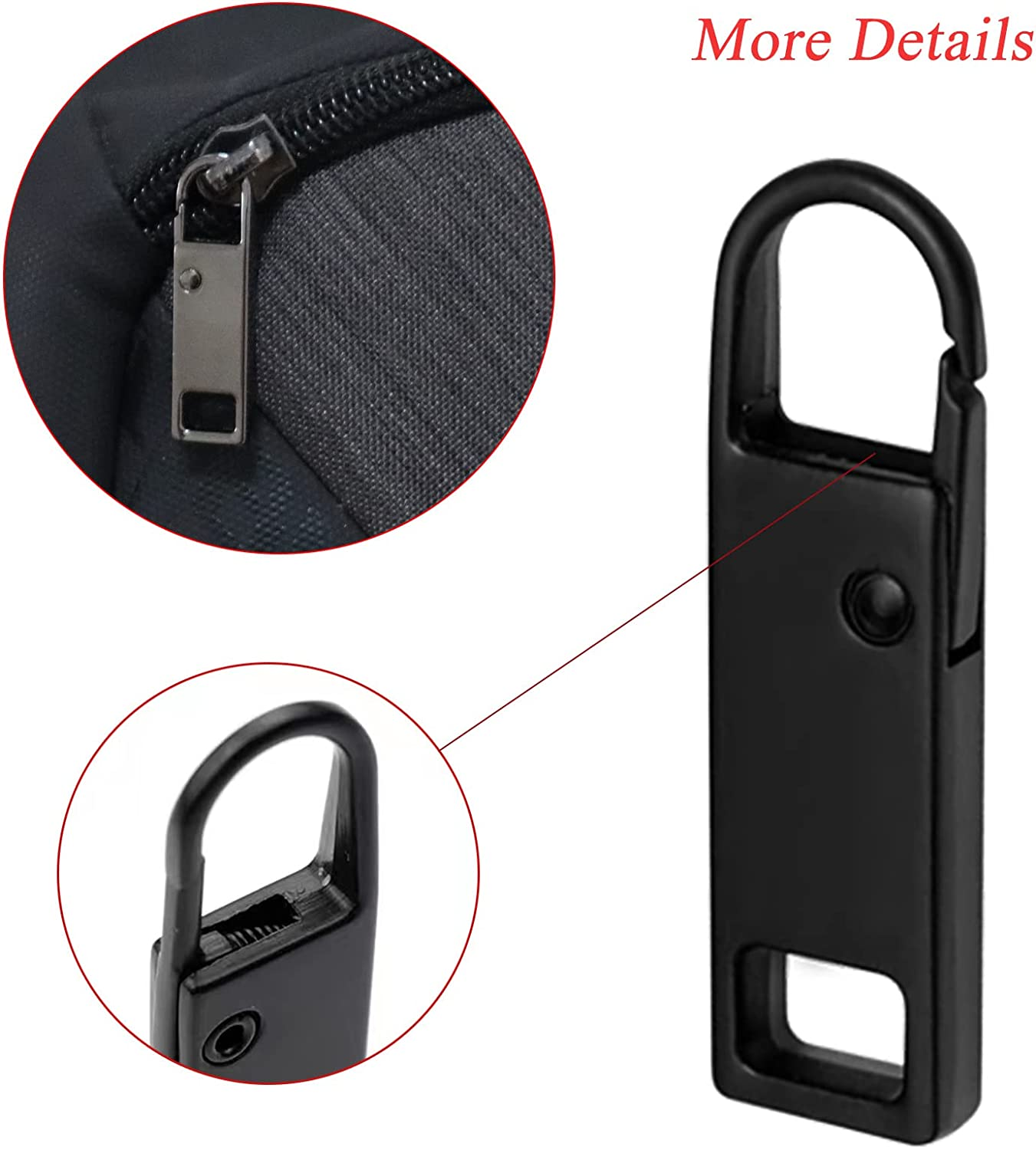 Urmspst Zipper Pull Replacement (2022 Upgraded), 8 Pcs Detachable Zipper Pull Tabs for Luggage Clothing Jackets Backpacks Boots Purse Coat(4 Color Black, Silver, Gold, Brilliant Black) image number 1