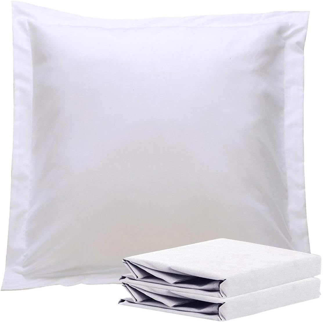 1000TC Luxury Ultra Soft Plain Colour Pillowcases (2 European Pillowcases 65X65Cm, White) image number 3