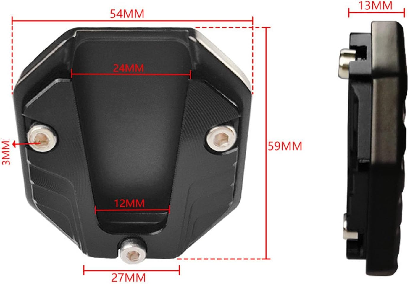 Large Base Kickstand Extender Motorcycle Side Stand Plate Pad High Strength Kickstand Pad Plate Support Accessory - Foot Rests (Black) image number 1