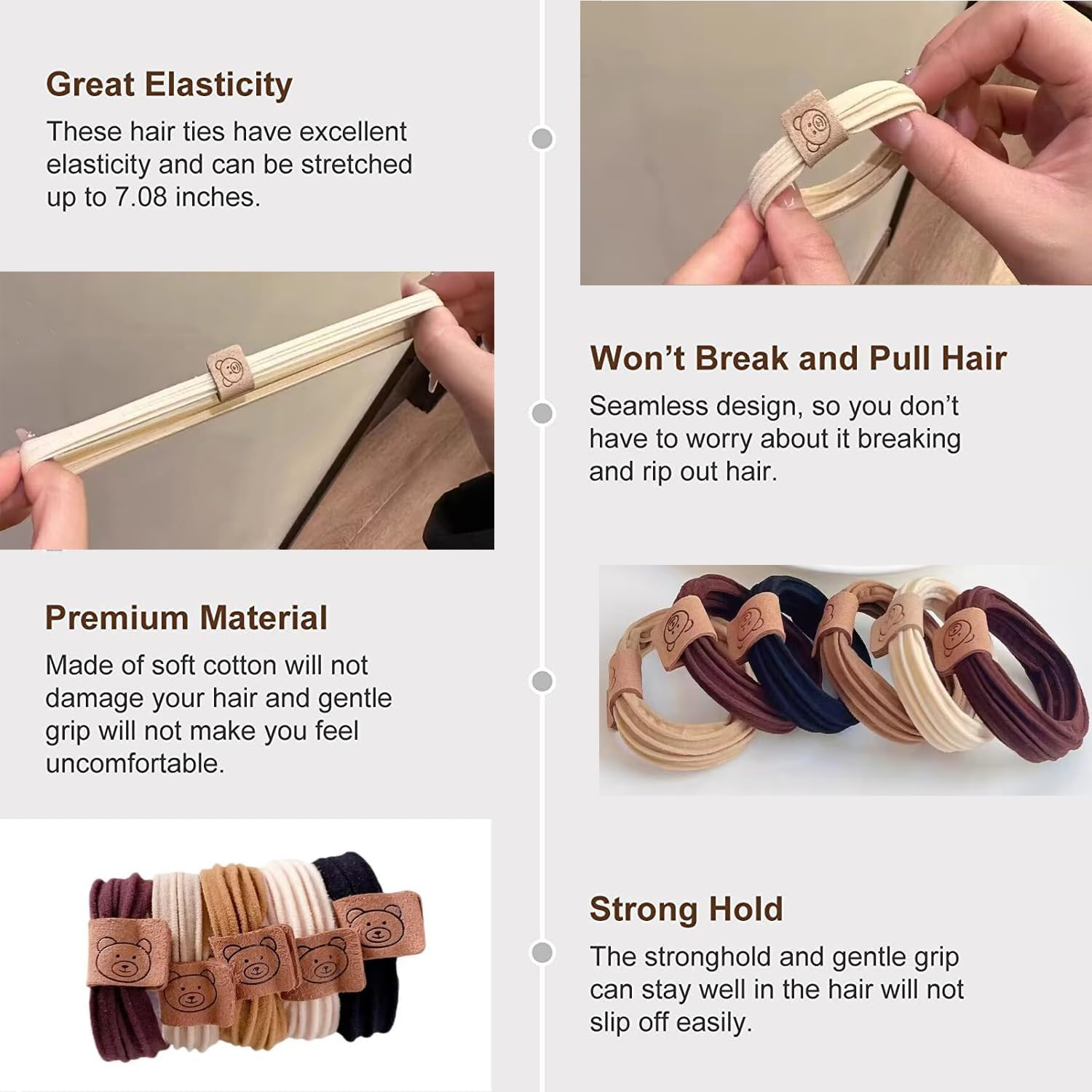 4Styles (31PCS) Elasticity Hair Band Medium Hair Ties Ponytail Holder Kate Bosworth Hair Tie Chloe Moretz Hair Ties No Crease Damage image number 2