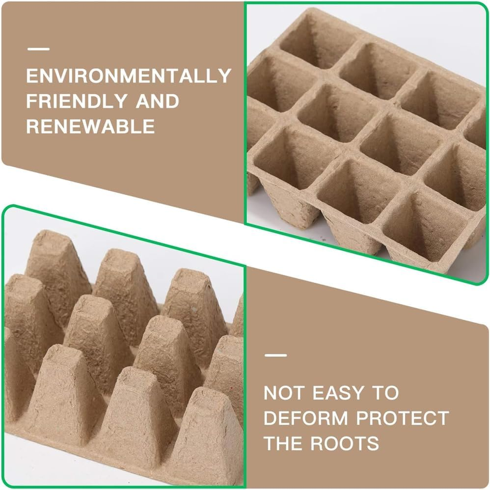 50 PCS 12 Grids Seed Trays,Cells Biodegradable Peat Pots Seedling Germination Trays,Peat Pots Seedling Pots Biodegradable,Pulp Germination Trays,Biodegradable Peat Pots for Seedling image number 4