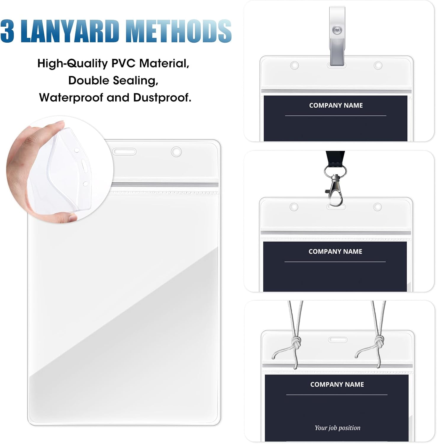 20Pcs A6 Large Vertical Card Holders Portrait Clear ID Badge Holders Extra Large PVC Portrait Case Cover 16X10.5Cm Holds 13.5X9.5 Cm Paper Waterproof for Work Conference License Concert Access Control image number 1