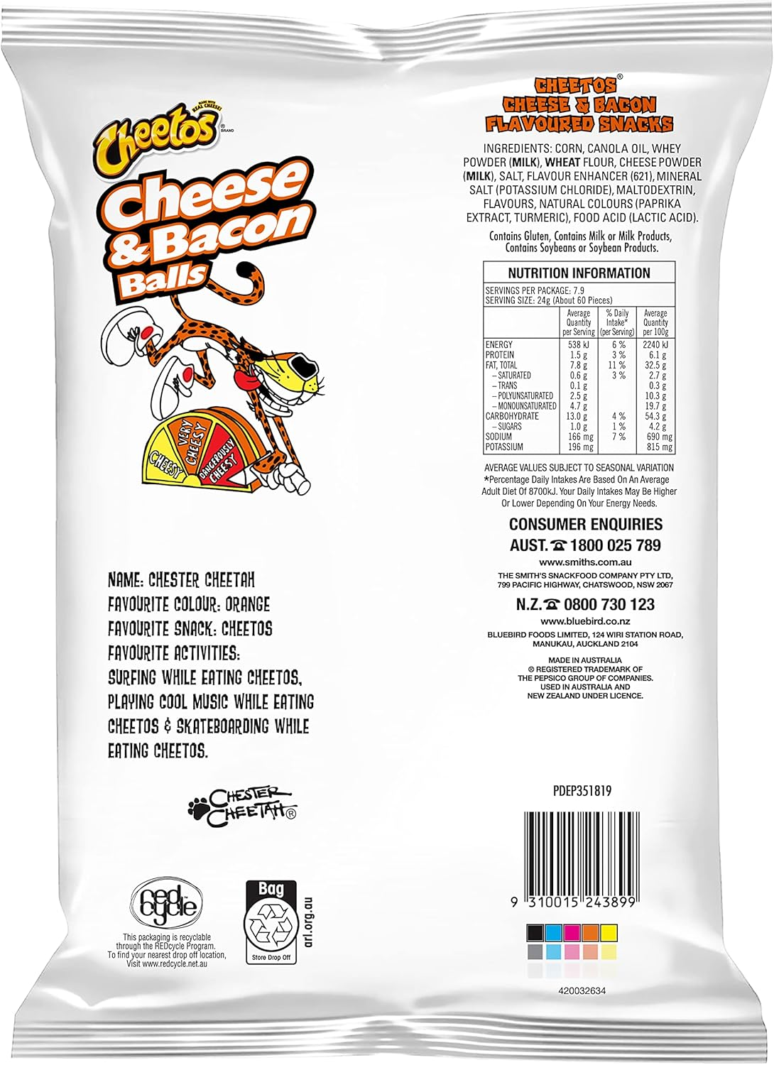 Cheetos Cheese Snack Share Pack Party Bag Cheese & Bacon Balls 190G