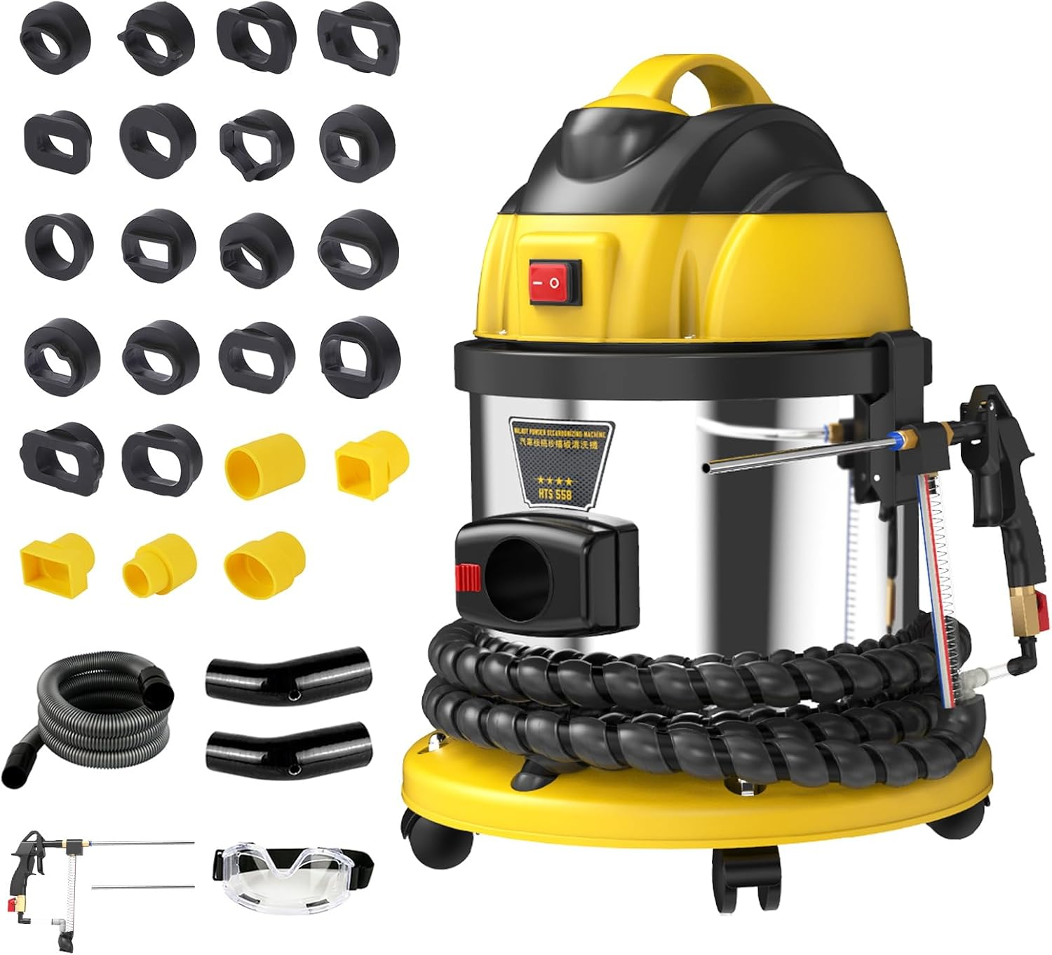 Walnut Sand De-Carbon Cleaner HTS558 Engine Intake Valve Cleaner Valvetronic System Walnut Powder Sand Carbon Deposit Cleaning Tool Car Walnut Blaster Cleaner with 23Pcs Car Model Adapters 110V/220V image number 1