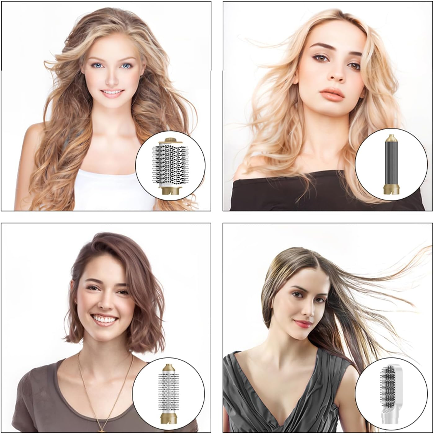 Xcjump 6 in 1 Hair Dryer Brush Styler Hot Air Comb - Curl, Straighten, Dry, Volumize & Style with Tourmaline Ceramic - Multifunctional Hot Air Brush for Women - 1000W Power, Detachable Heads, Ideal for All Hair Types (Black) image number 1