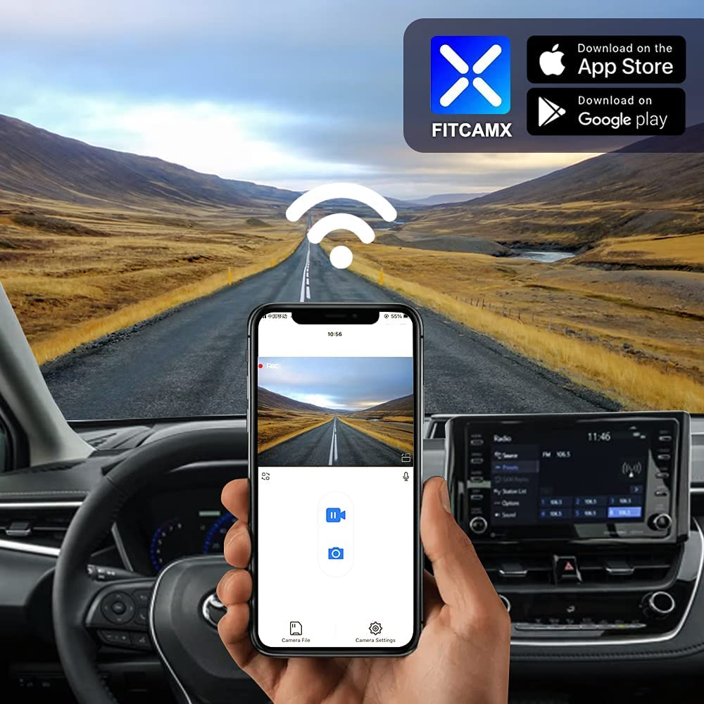 Fitcamx 4K Dash Cam Suitable for Toyota Corolla LE L XLE XSE SE 2020 2021 2022 Hybrid & Hatchback 2019-2022 (E210/Gen12), Integrated OEM Style, 2160P UHD Video Wifi, G-Sensor, Plug & Play, 64GB Card image number 1