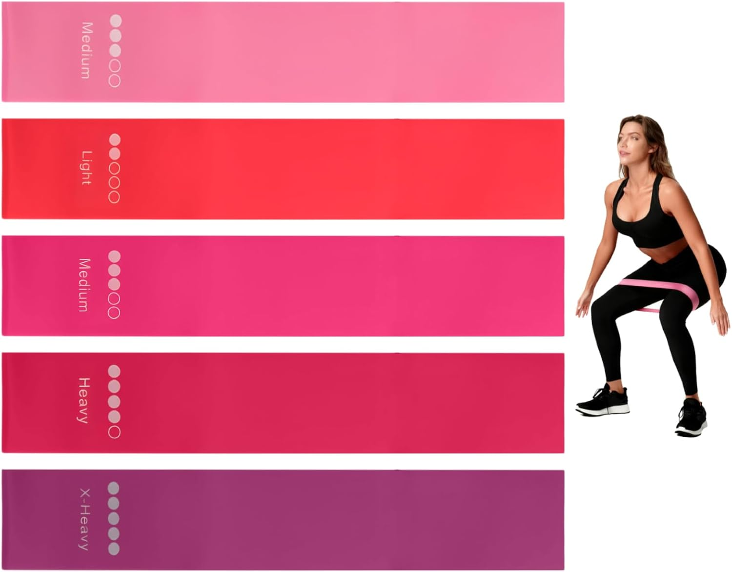 5-Pack Resistance Bands Set for Workout Pilates Yoga, Exercise Loop Bands with 5 Levels (10-50 Pounds) for Home Gym Fitness Training, Physical Therapy & Stretching image number 4