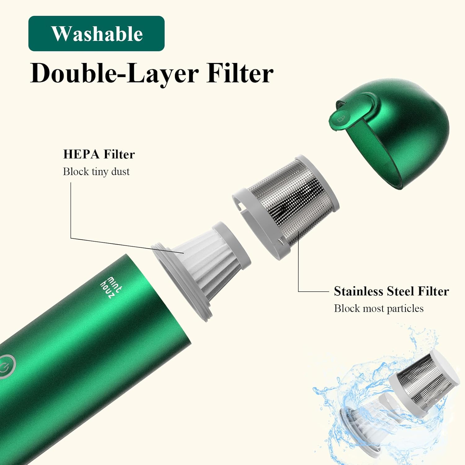 Minthouz 17000Pa Handheld Vacuum - 120W Rechargeable Cordless Car Vacuum Cleaner with LED/SOS Light for Car Home Keyboard image number 3