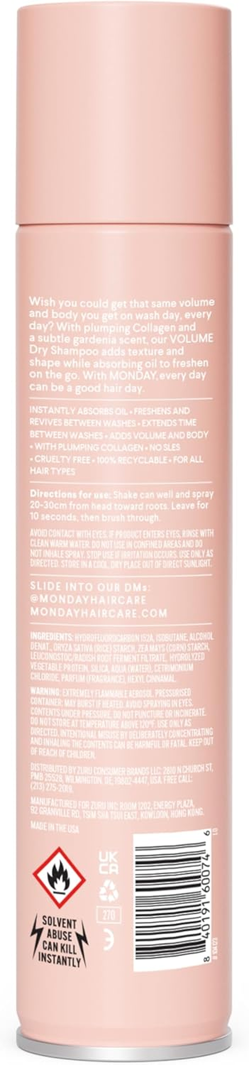 MONDAY Haircare VOLUME Dry Shampoo with Collagen, Oil-Absorbing Ideal for Thin & Fine Hair, 200Ml image number 2