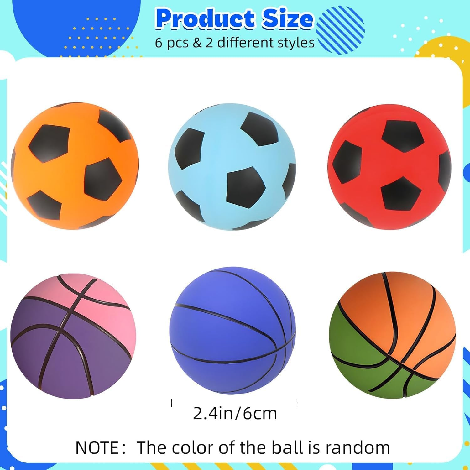6 Pcs Rubber Bouncy Handball Bulk for Girls Boys, Mini Basketball & Football Bouncy Balls Party Favors for Outdoor Games, Playground Skip Hand Ball for Party Bag Fillers Gifts image number 2