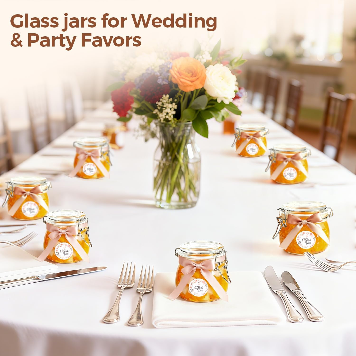 Comsaf Airtight Glass Canister Set of 6 with Lids 17Oz Food Storage Jar round - Storage Container with Clear Preserving Seal Wire Clip Fastening for Kitchen Canning Cereal,Pasta,Sugar,Beans,Spice