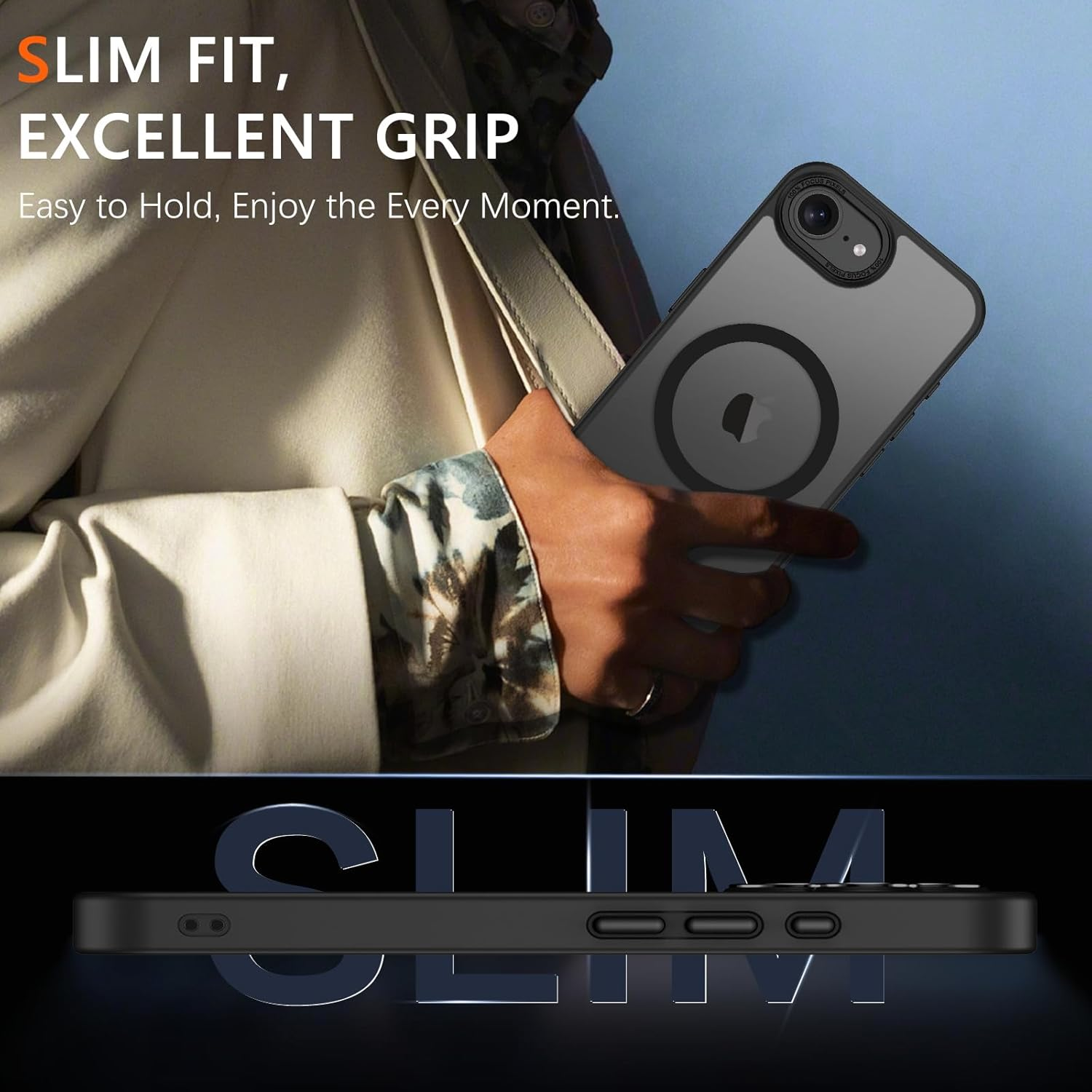 YINLAI for Iphone 16E Case 2025, [Compatible with Wireless Charging] Skin-Friendly Touch Slim Shockproof Protective Phone Cases for Iphone 16E 6.1", Translucent Matte Black image number 2