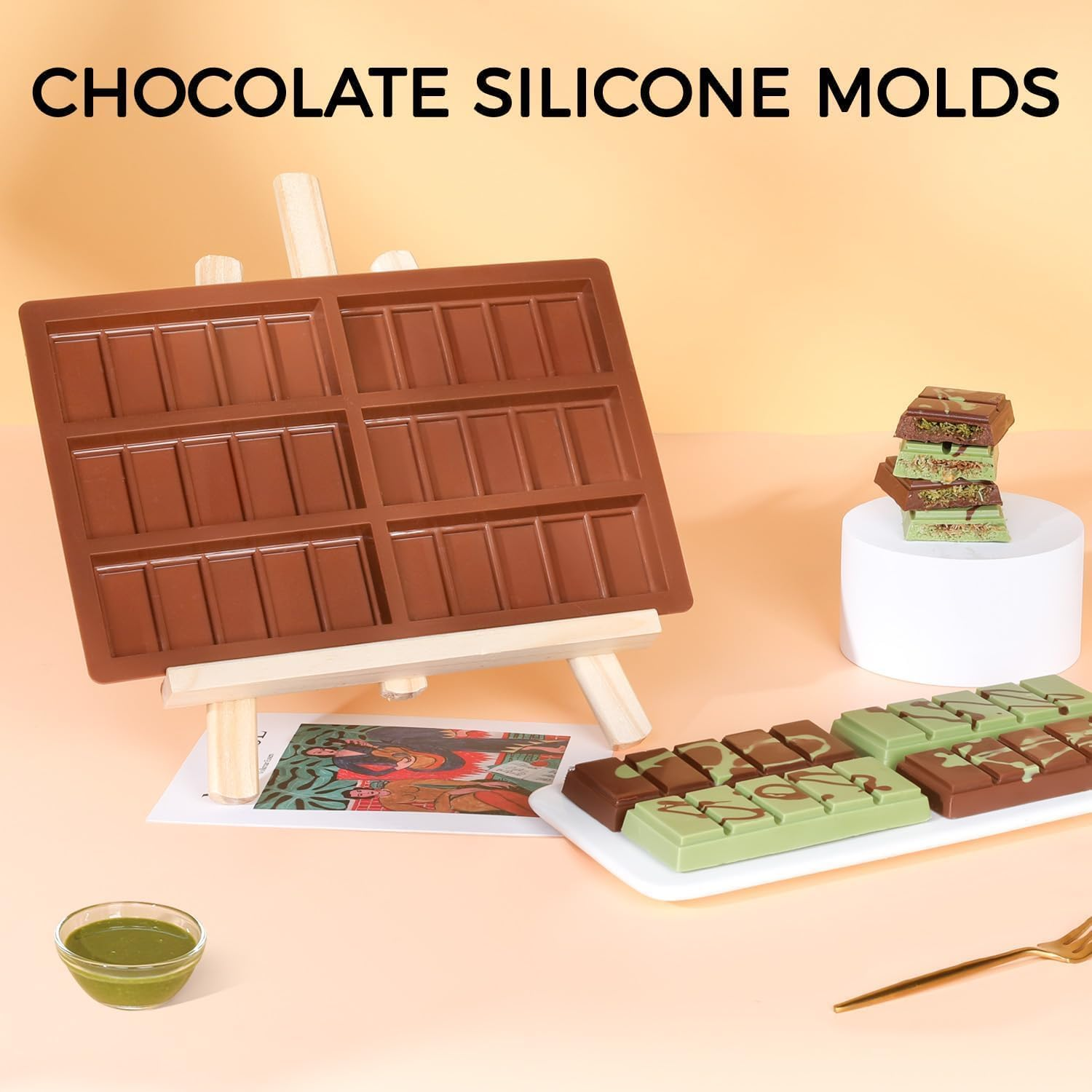 Fimary Chocolate Molds - Non-Stick Chocolate Candy Molds, Food Grade Silicone Chocolate Bar Mold for Baking, Candy, Chocolate Snacks, Easily Make Delicious Chocolate - 2 Pack image number 2