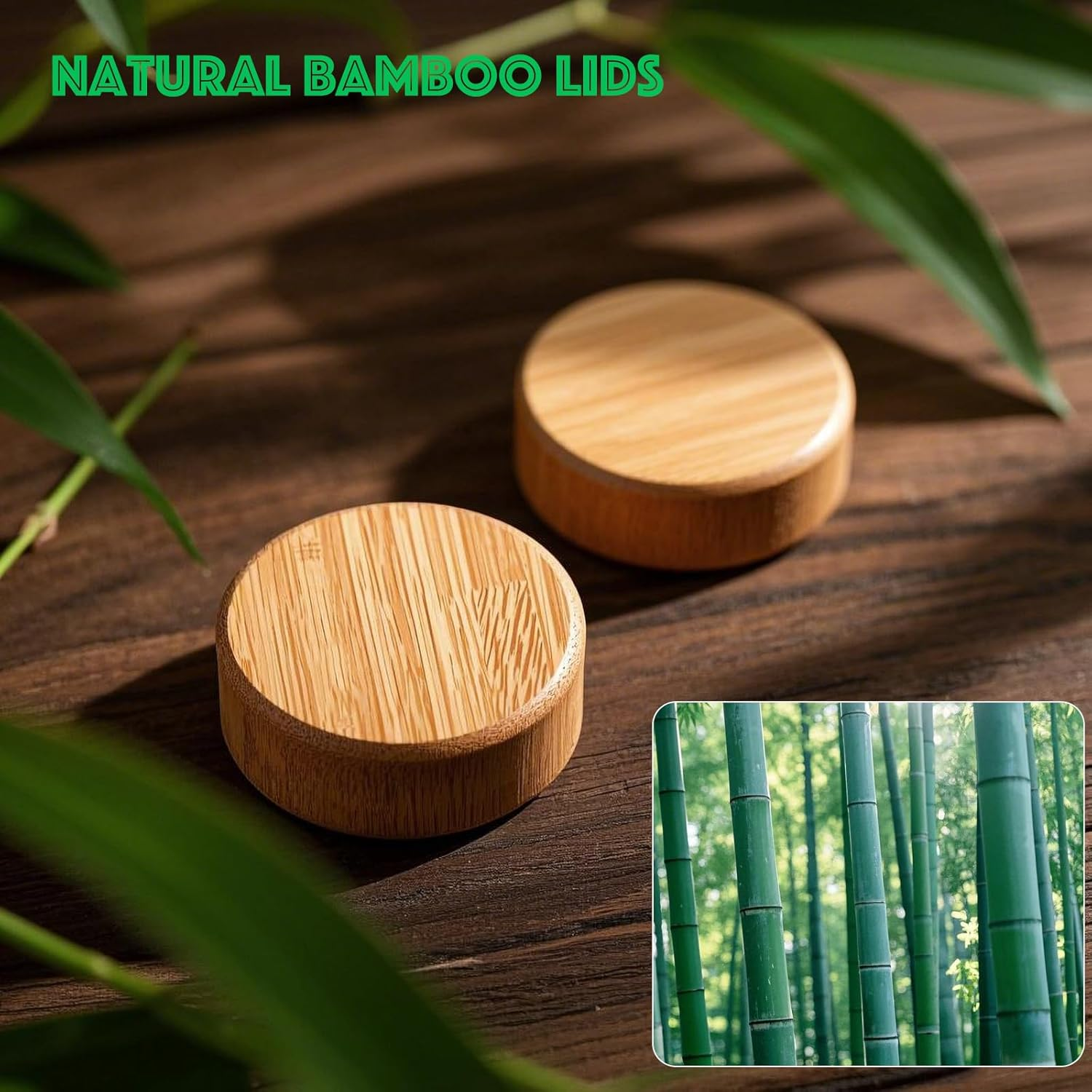 Zepkouel 25 Pcs Spice Jars Bamboo Lids Replacement,Fits 4 Oz and 8 Oz Glass Spice Jar,For Square and round Plastics Spice Jars,Jar Not Included image number 5