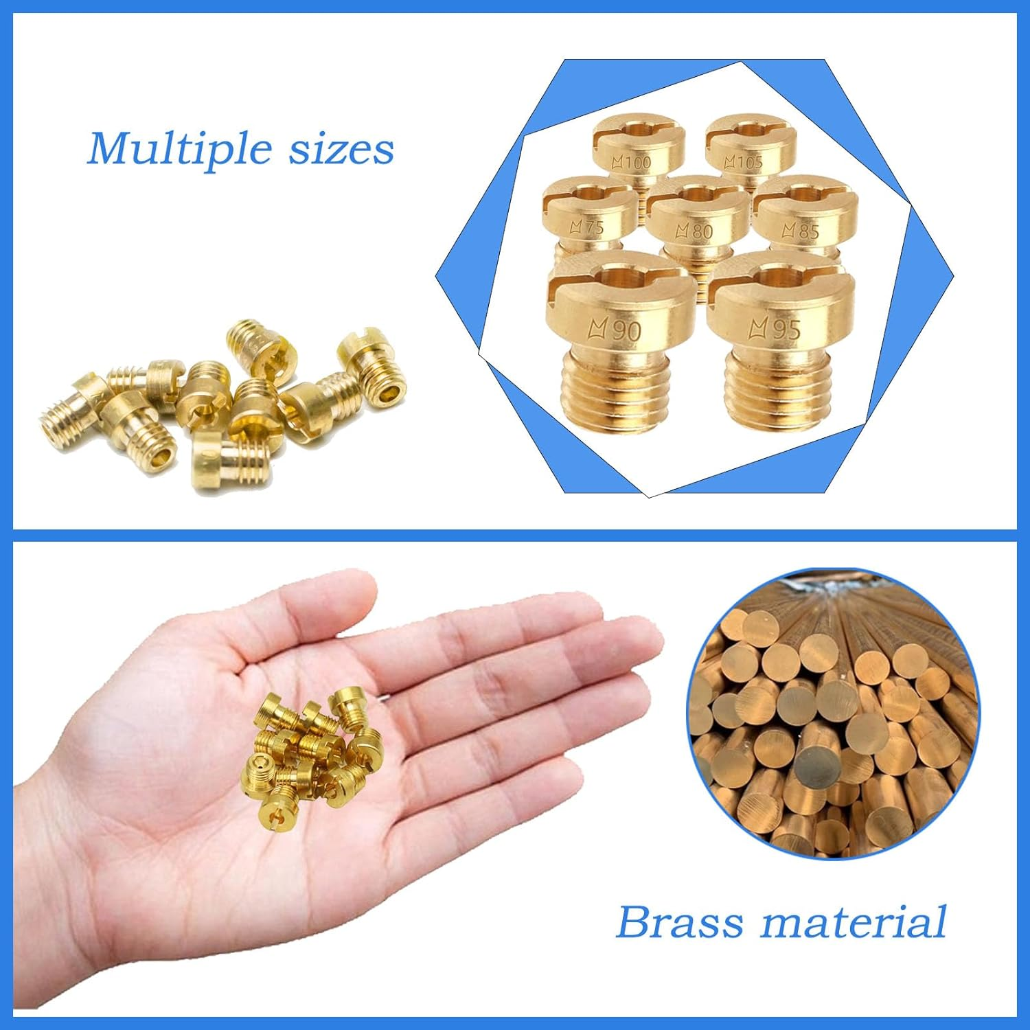 Dellorto Main Jet Replacement, 15 Pcs Carburetor Main Jets, M6 Main Jets Kit(75‑110) for Dellorto Carburetor PHBG PHBH PHBL FRD PHF VHB VHSH Injector Nozzle, Make You Feel from Motor Vehicles