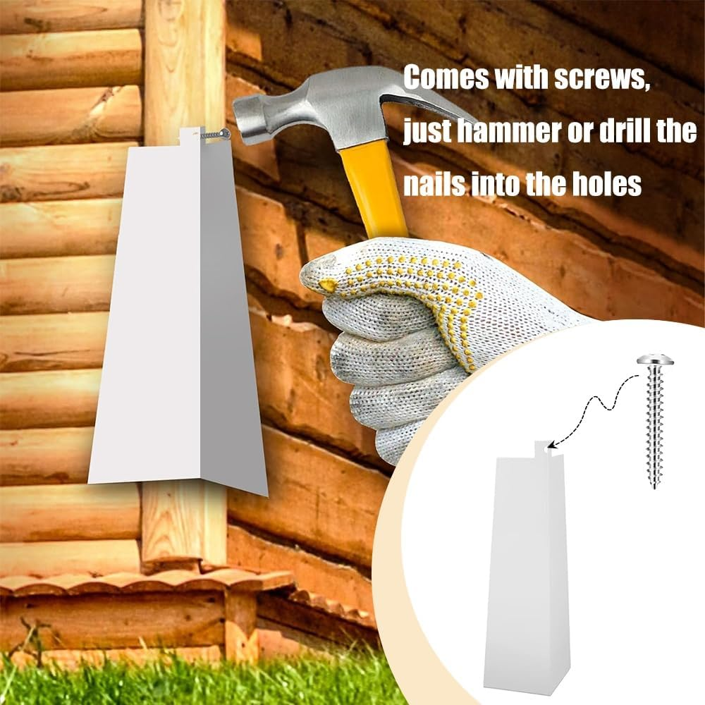 8 Pcs Aluminum Wall Panel Corners, 8 Inches with 8 Nails White Outer Wall Panel Corner Caps, Smooth Wall Panel Corner Edges House Outer Wall Panel Corners Used for Connecting Outer Wall Panel Corners image number 6