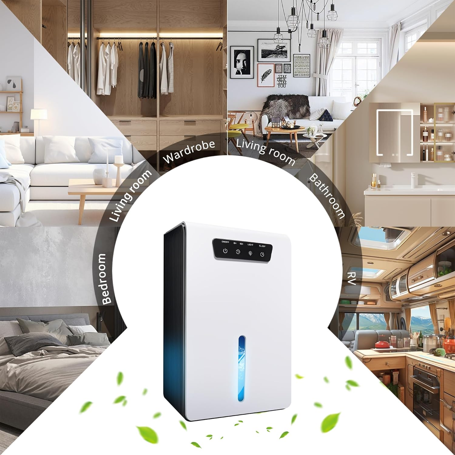 3200Ml Dehumidifier, 2 Working Modes Quiet Energy Saving Portable Dehumidifiers, 8/16/24H Sleep Timer, 7 Colors LED, Auto-Off, Dehumidifiers for Home up to 25㎡ for Bedroom Bathroom Basements Closet RV image number 4