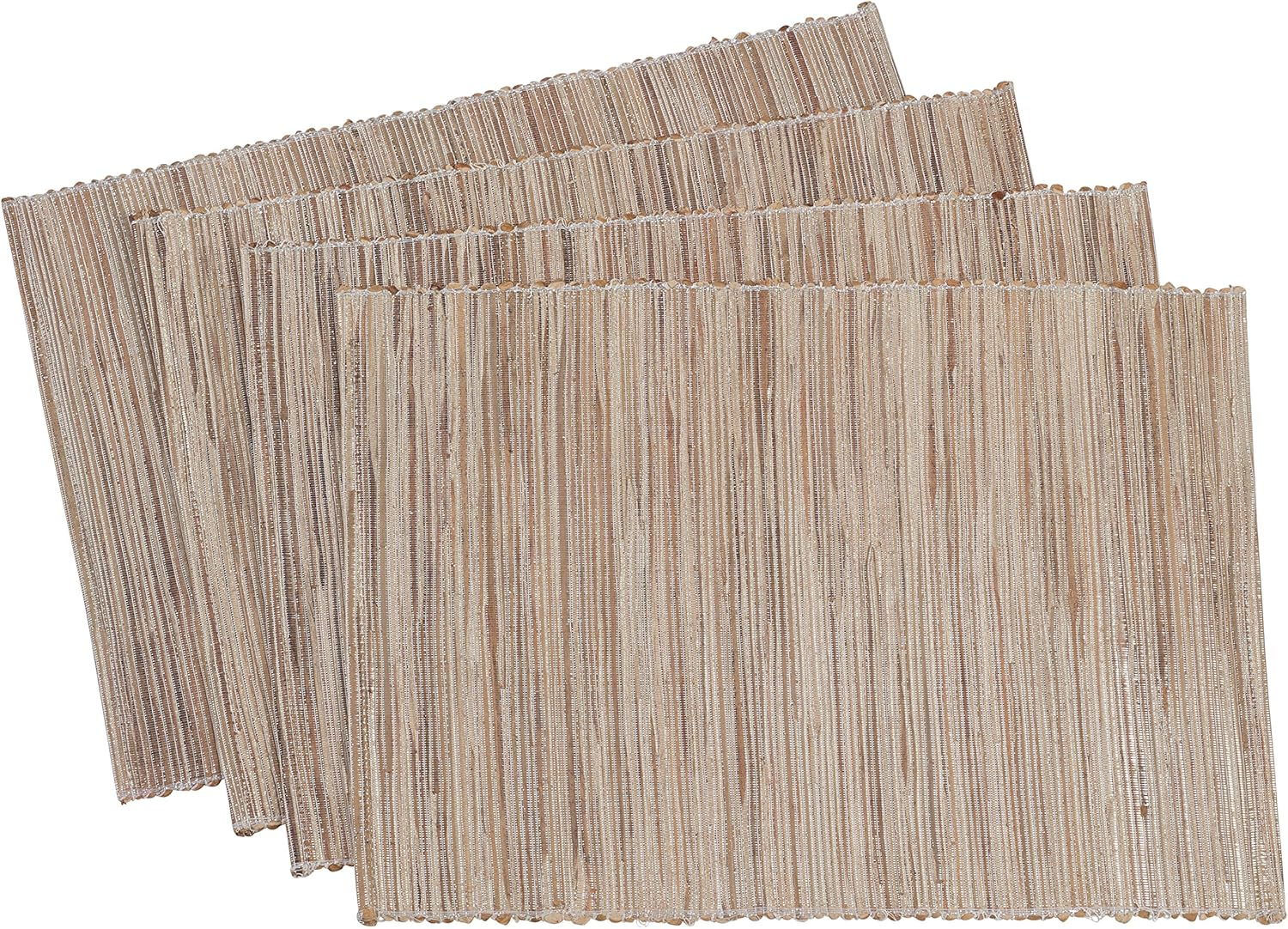 SARO LIFESTYLE Melaya Collection Shimmering Woven Nubby Table Placemats (Set of 4), 14" X 20", Turquoise image number 2