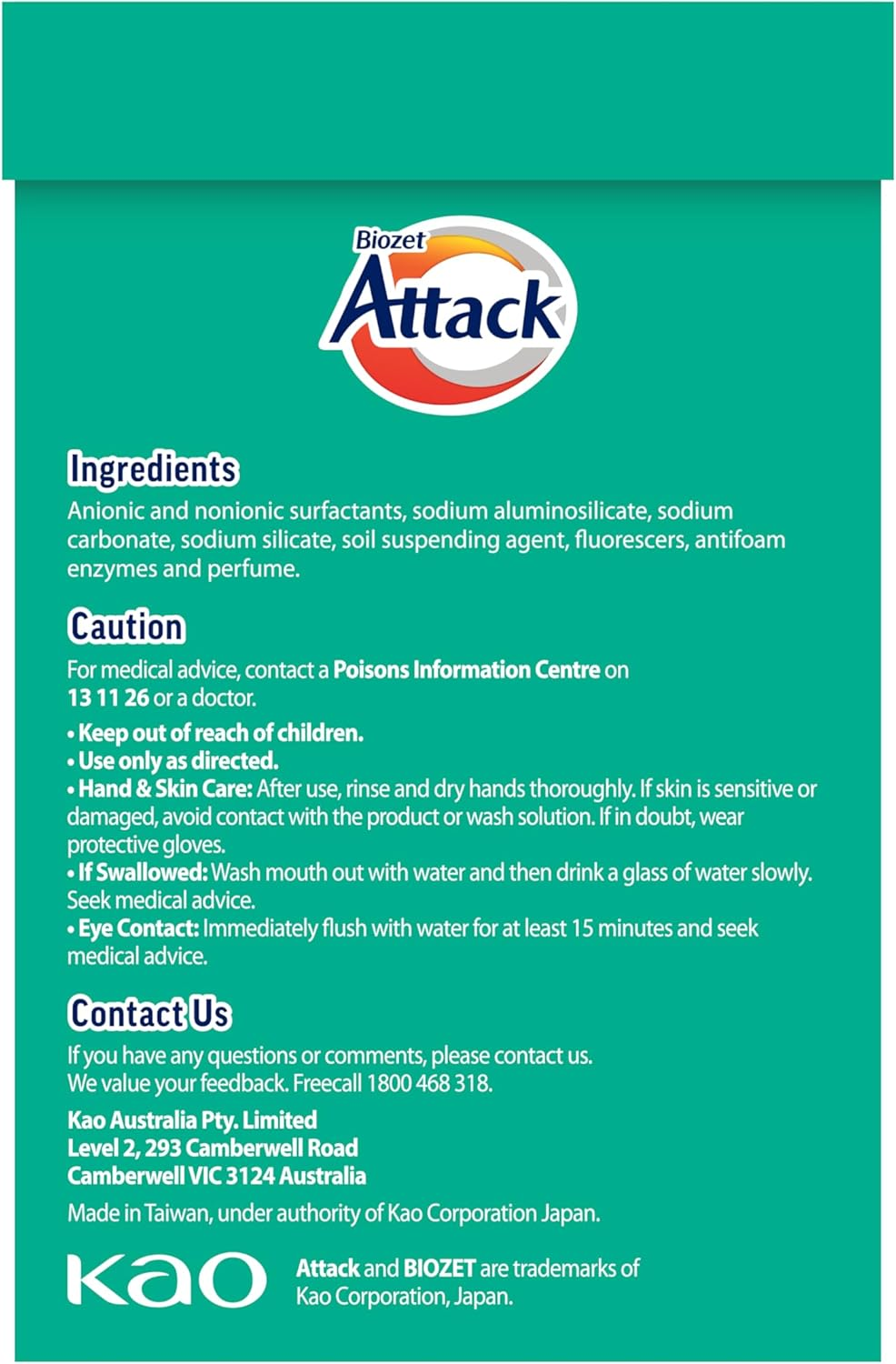 Biozet Attack Regular Laundry Powder Detergent, 2 Kilograms image number 3