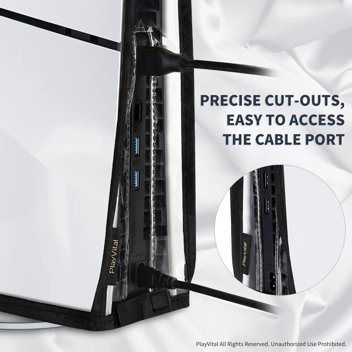 Playvital Vertical Dust Cover for Ps5 Slim Disc Edition(The New Smaller Design), Transparent Dust Proof Protector Waterproof Cover Sleeve for Ps5 Slim Console - Gray image number 2