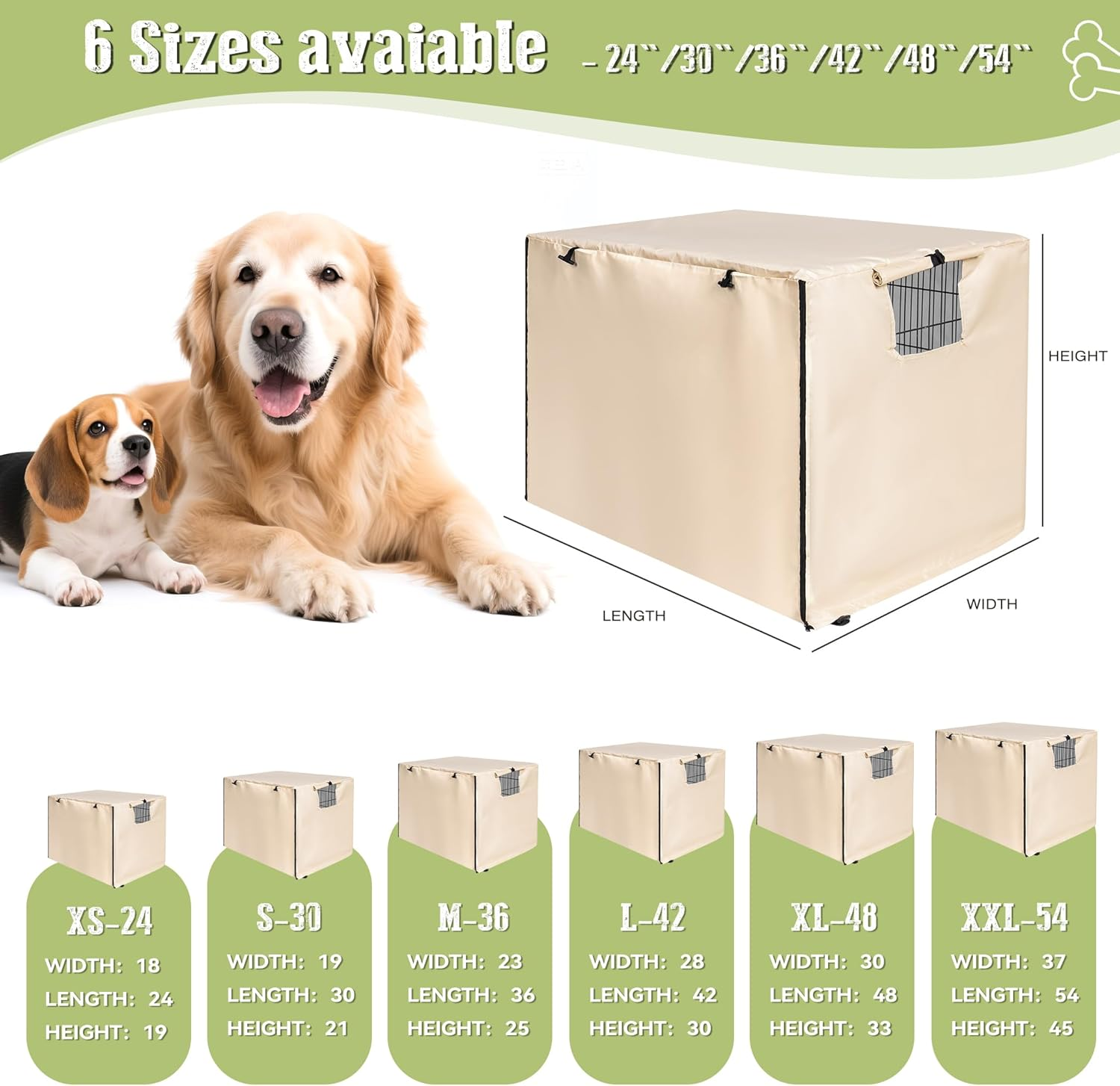 Kefit Dog Crate Cover 42 Inch, Kennel Cover for Dog Cage, Beige image number 5